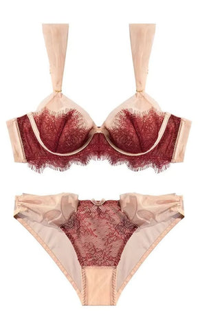 VANILLA ROUGE CHIFFON LINGERIE SET