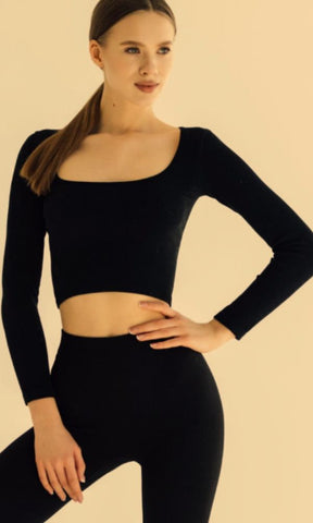 BLACK 3/4 YOGA BALLET TOP - SOLD OUT
